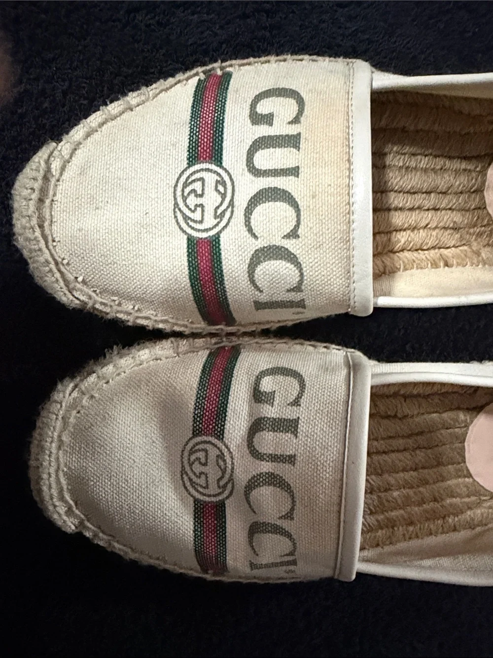 Gucci Beige Canvas Espadrilles with Green and Red Web Stripe